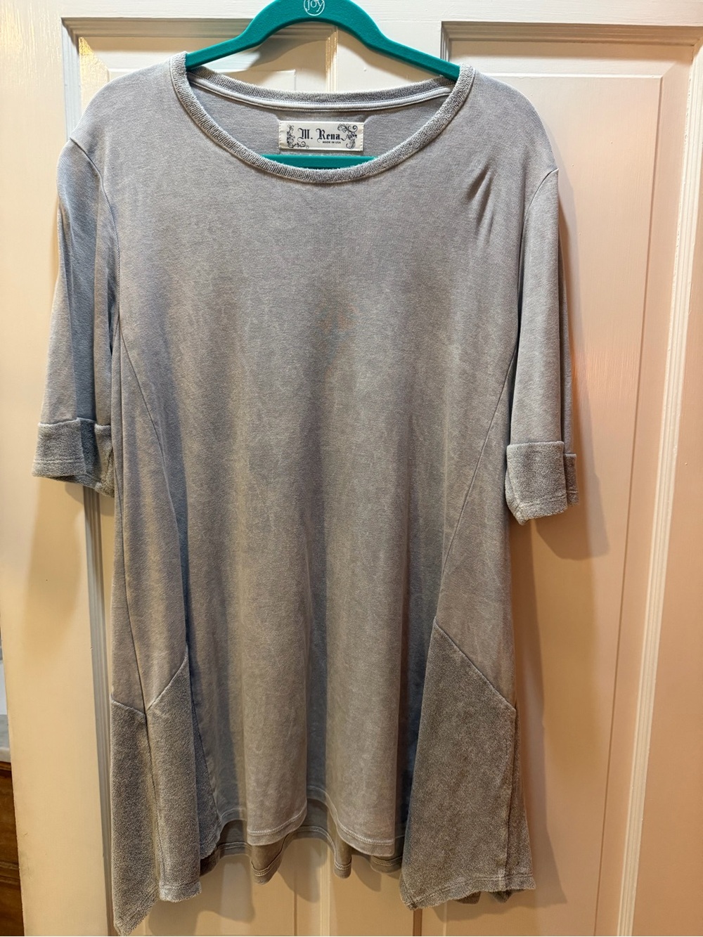 M. Rena Oil-Washed Oversized Tunic Top, Size Large — NWOT